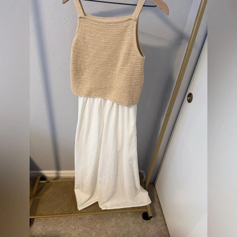 Bohme Chic White Maxi Dress with Pockets Beach Vacation Size M - Picture 2 of 9